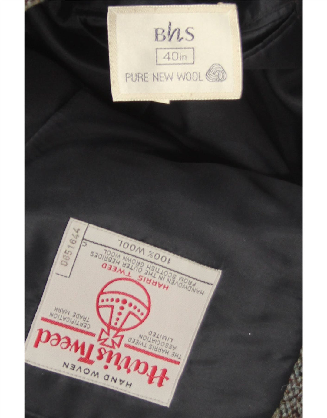 Giacca da uomo Bhs Harris Tweed Blazer UK 38 Lana nuova chiazzata grigio medio