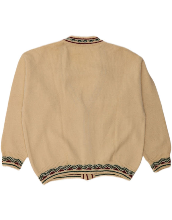 Maglione cardigan da uomo vintage IT 52 grande lana beige