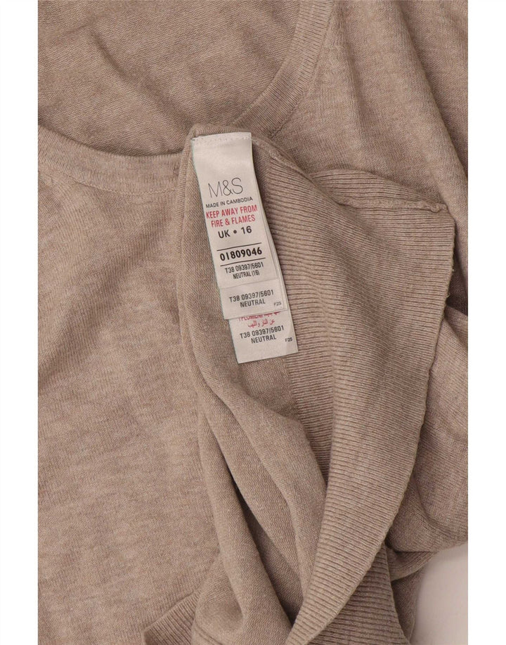 Maglione cardigan da donna Marks & Spencer UK 16 Large Beige Viscosa