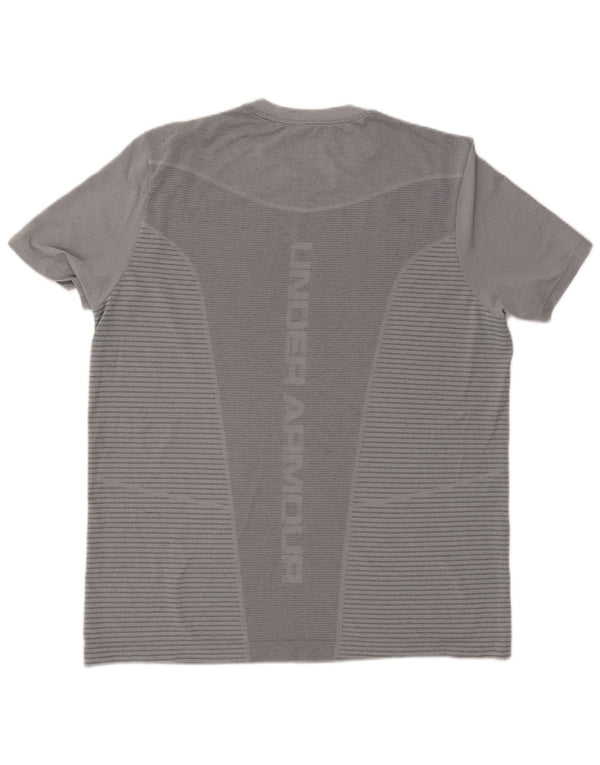 Under Armour Mens Heat Gear Graphic T-Shirt Top XL Grey Pinstripe Polyester