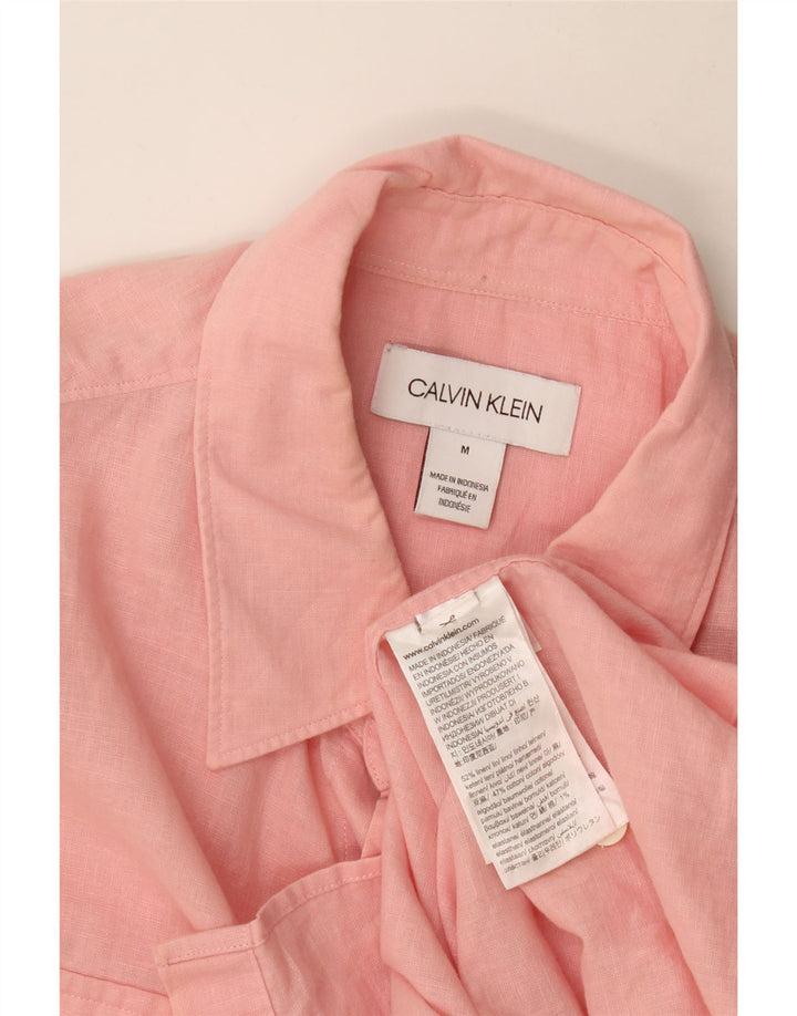 Camicia da uomo Calvin Klein in lino rosa medio