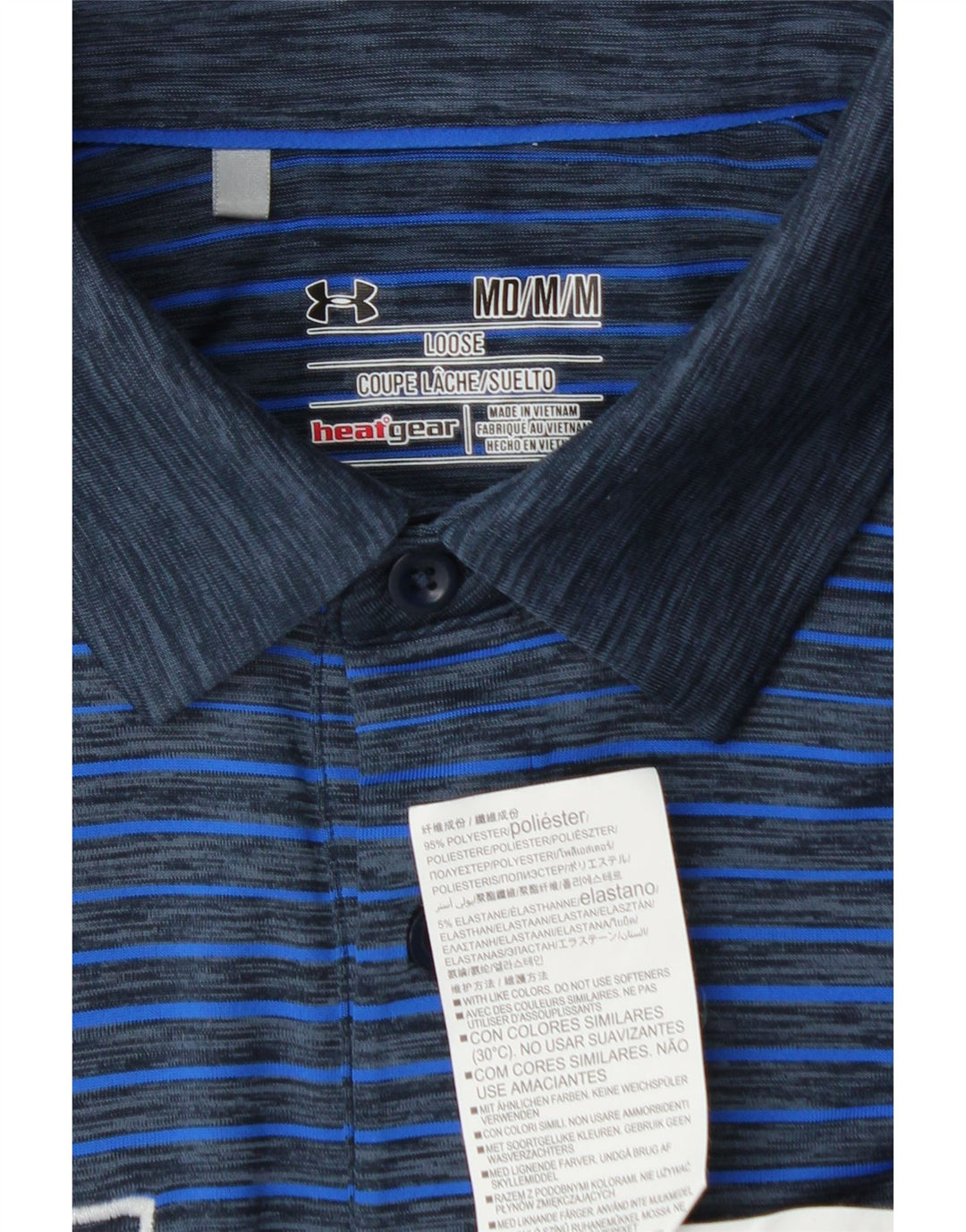 Polo grafica da uomo UNDER ARMOUR Heat Gear blu medio a righe
