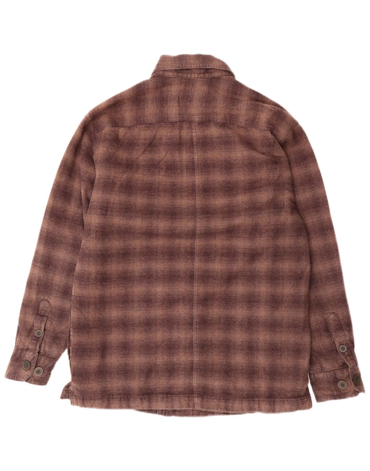 Camicia da uomo in flanella da boscaiolo IZOD piccola in cotone a quadri marrone