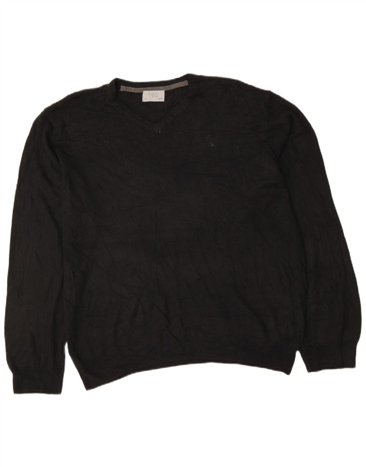 Maglione da uomo Marks & Spencer vestibilità regolare con scollo a V 2XL acrilico nero