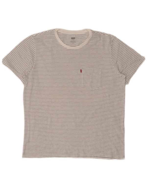 T-shirt da uomo Levi's Top grande in cotone gessato bianco