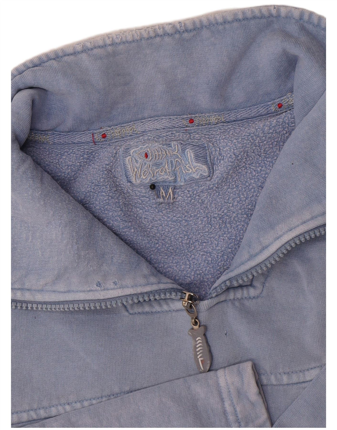 Felpa da uomo con collo con zip Weird Fish, cotone blu medio