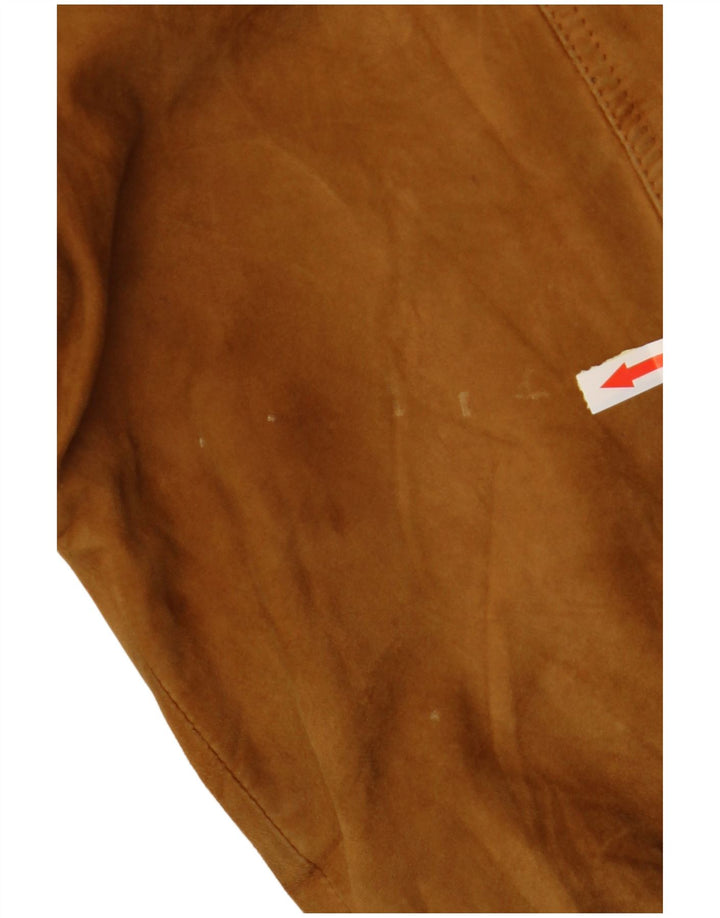 FABIO D Giubbotto bomber in pelle scamosciata da uomo UK 40 Grande in pelle beige