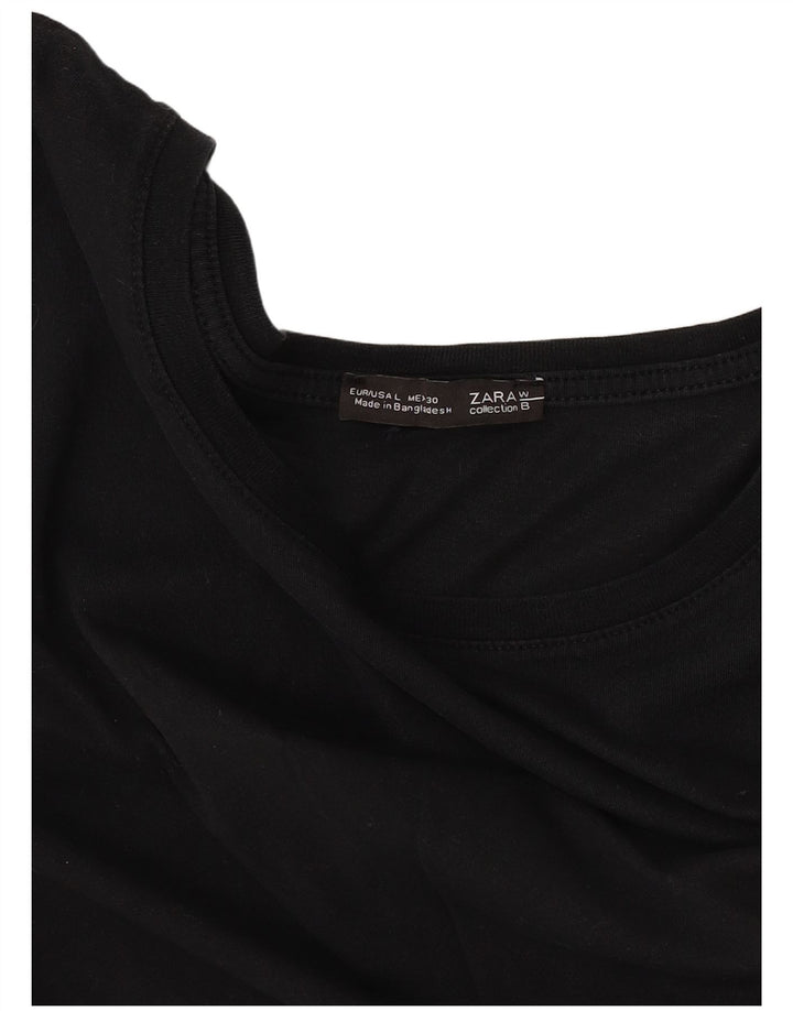 T-shirt Zara da donna Top UK 16 grande nera