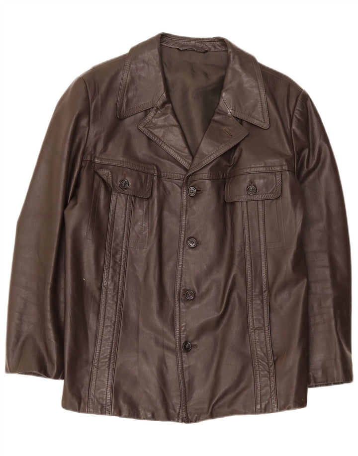 Giacca in pelle vintage da uomo UK 38 Marrone medio