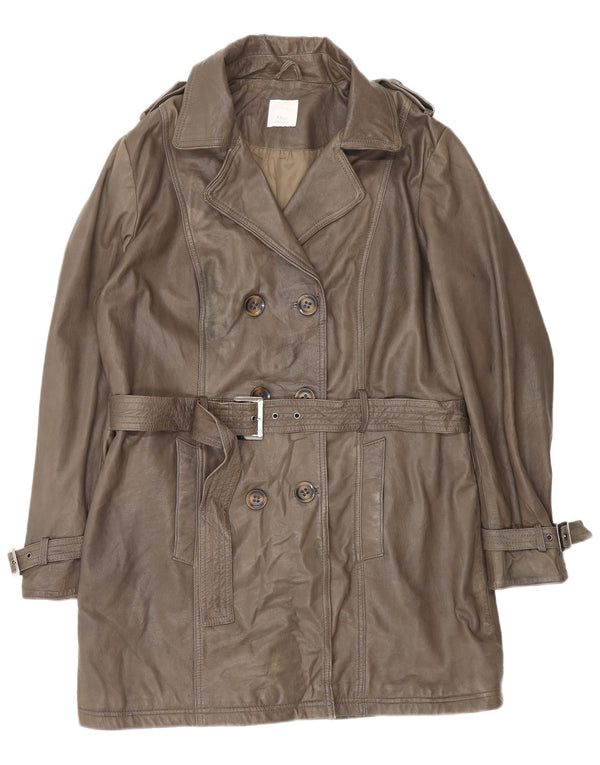 Cappotto in pelle militare da donna ALBA MODA UK 20 2XL Pelle marrone