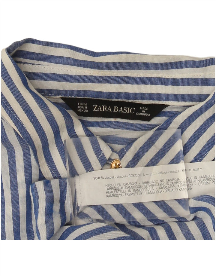 Camicia Zara da donna UK 14 Viscosa gessata blu medio