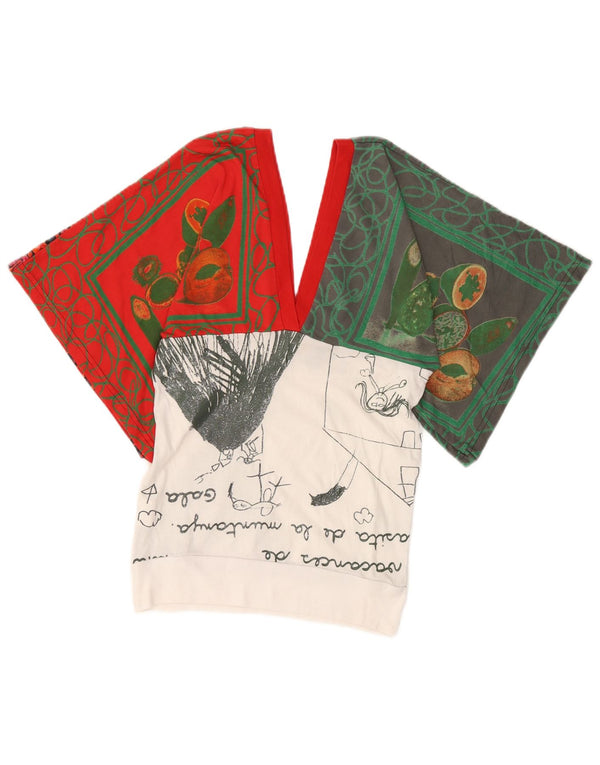 Desigual Camicetta grafica da donna Top UK 10 Small Rosso Colorblock Cotone