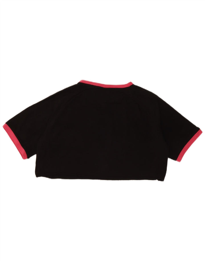 T-shirt grafica oversize corta da donna KAPPA Top UK 10 piccola in cotone nero