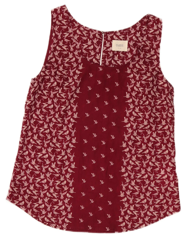Camicetta senza maniche da donna Oasis UK 10 Piccola stampa animalier bordeaux
