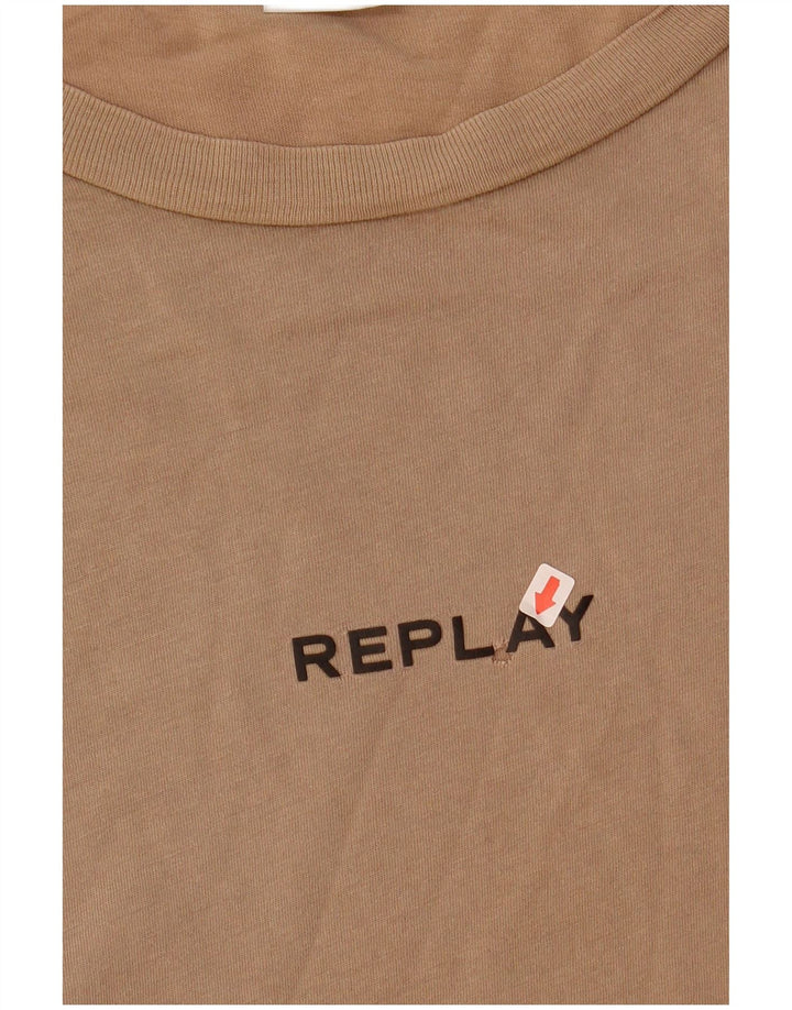 T-shirt da uomo Replay Top grande in cotone beige