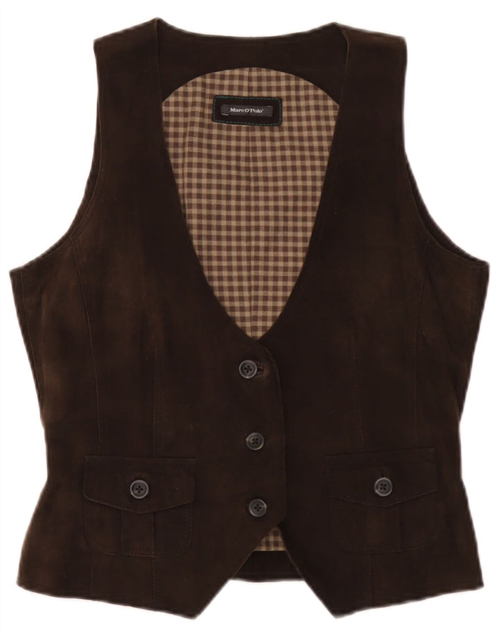 Gilet in pelle scamosciata da donna Marc O'Polo EU 38 in pelle marrone medio