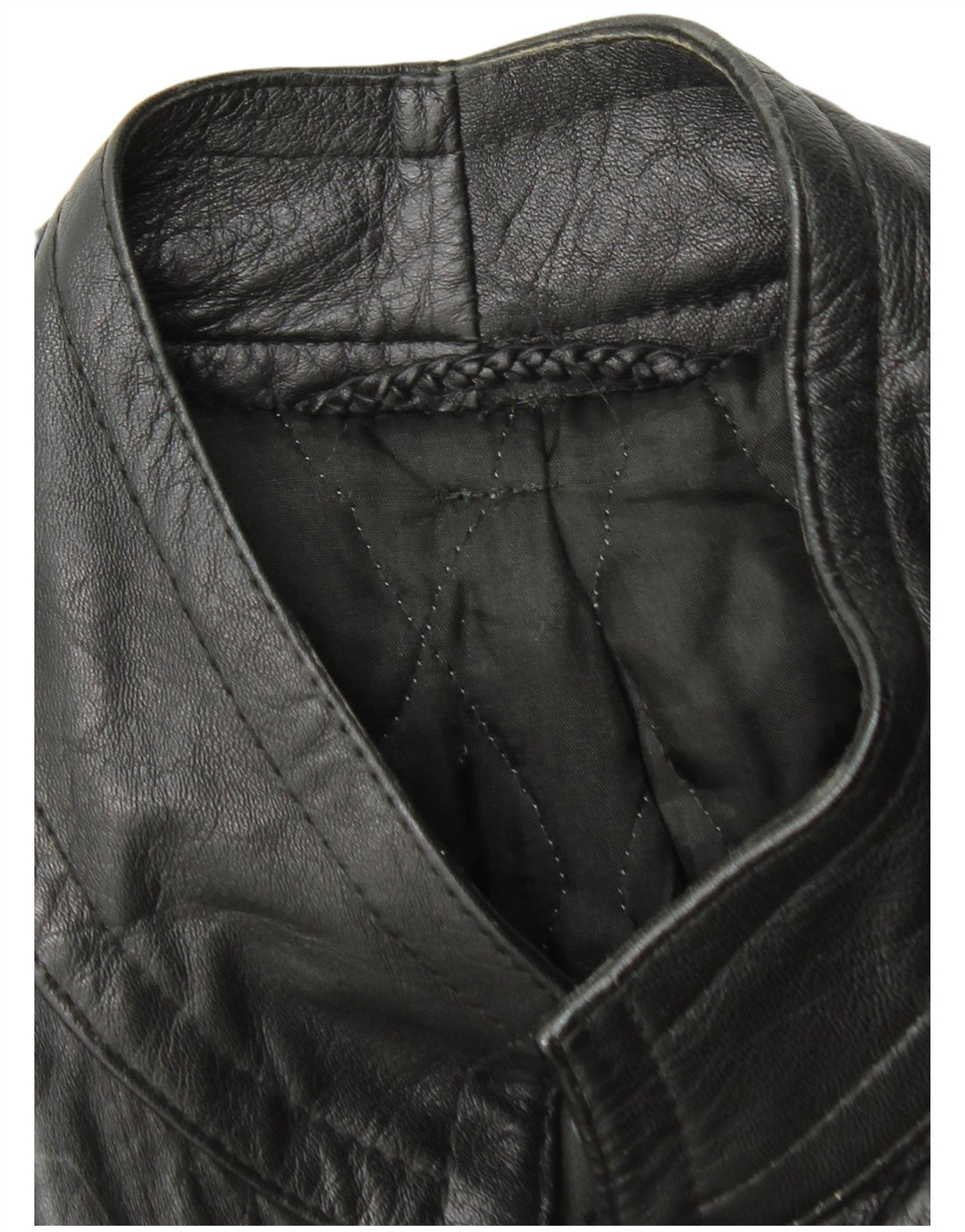 Giacca in pelle vintage da donna UK 14 media nera