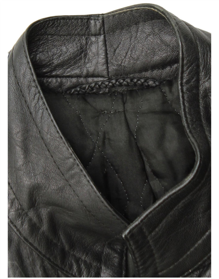 Giacca in pelle vintage da donna UK 14 media nera