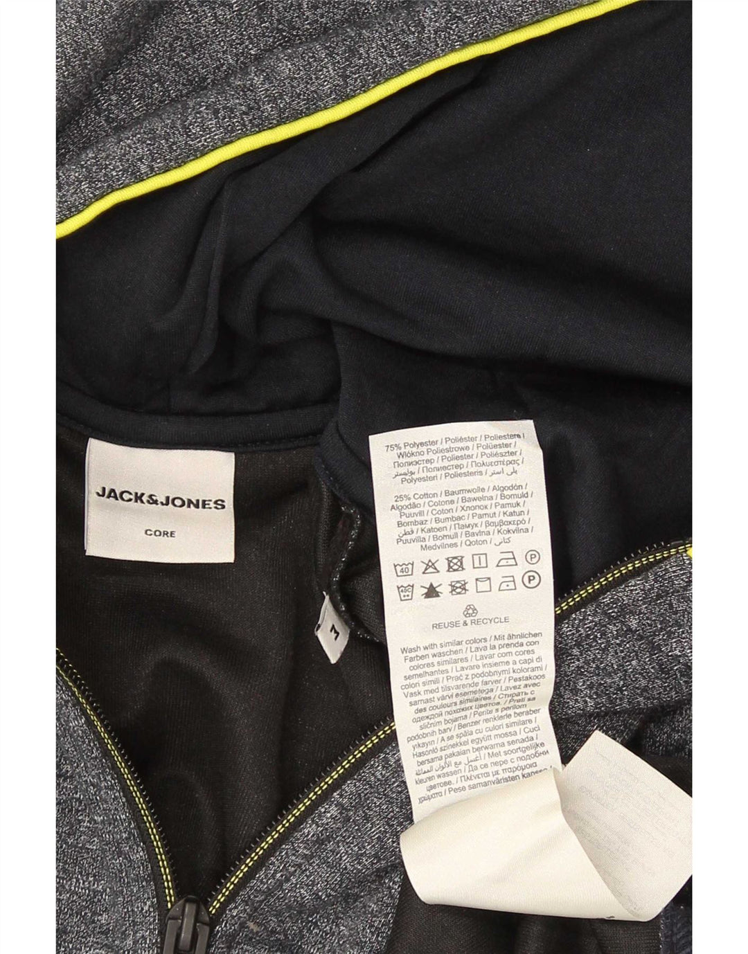 Maglione con cappuccio e zip da uomo Jack & Jones in cotone screziato grigio medio