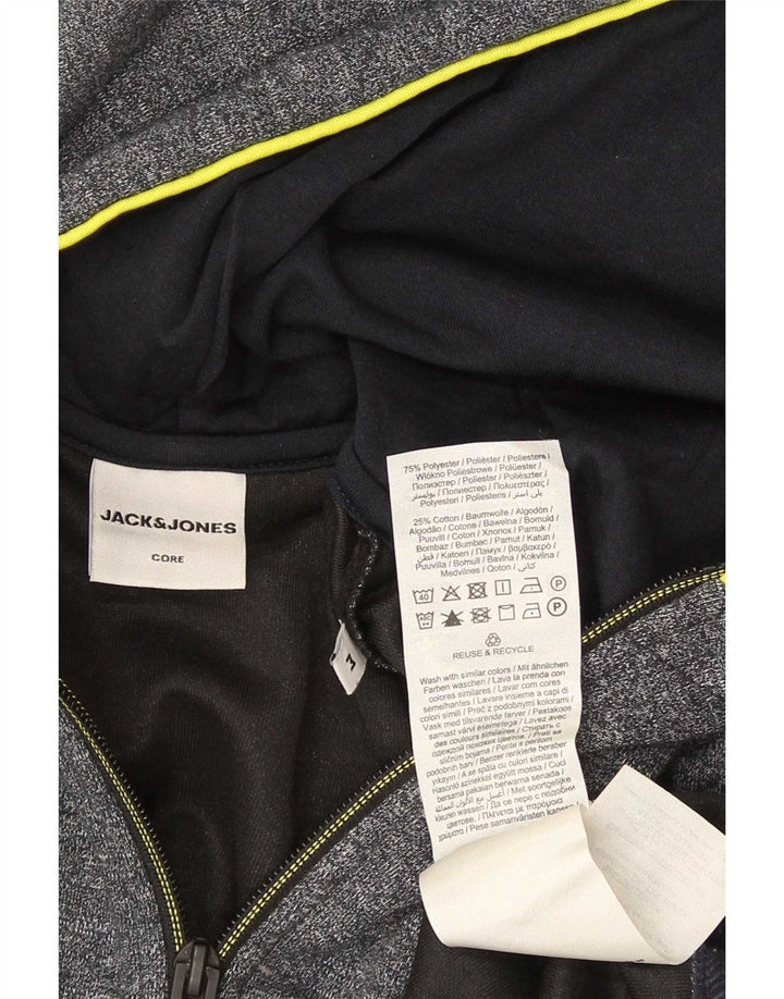 Maglione con cappuccio e zip da uomo Jack & Jones in cotone screziato grigio medio