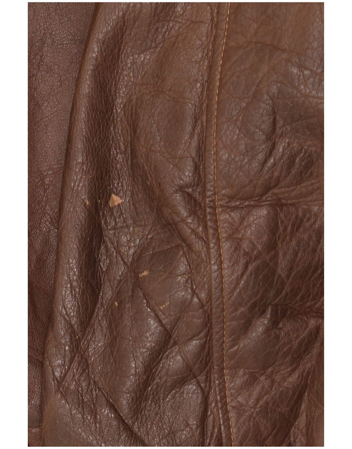 Giacca in pelle vintage da uomo UK 44 2XL Pelle marrone