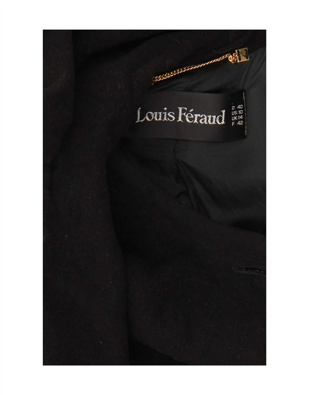 Cappotto da donna Louis Feraud UK 14 grande classico in lana vergine nera