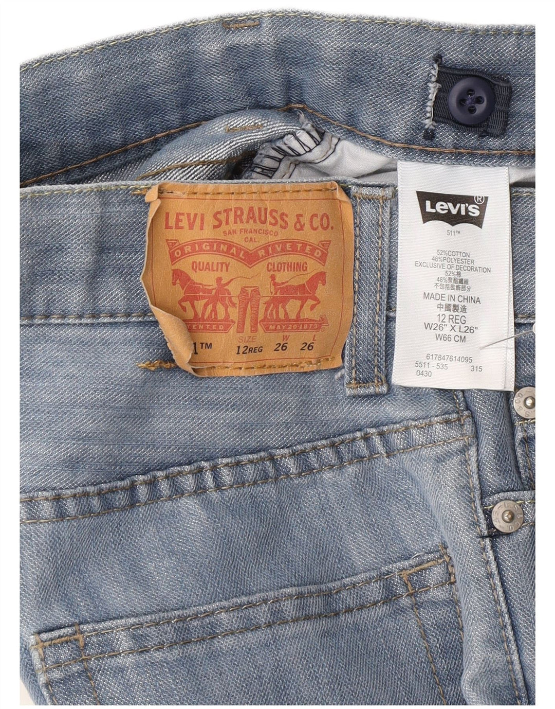 Levi's Ragazzi 511 Jeans Slim 11-12 anni W26 L26 Cotone Blu