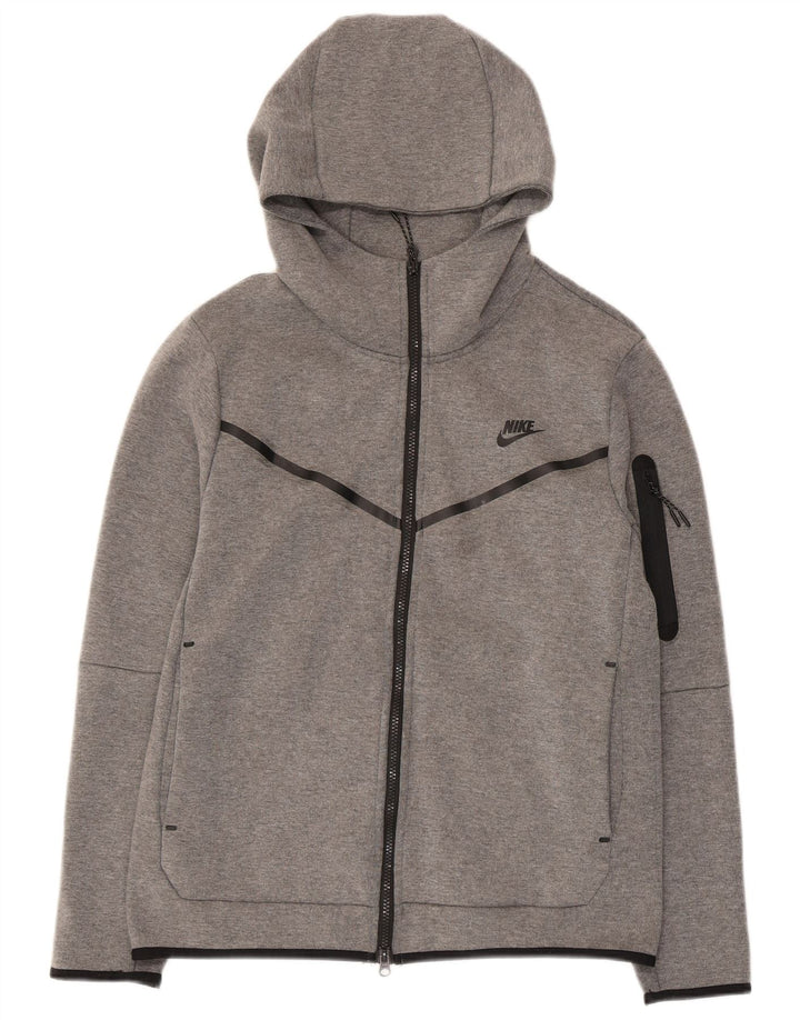 Felpa con cappuccio e zip Nike da uomo in cotone grigio medio