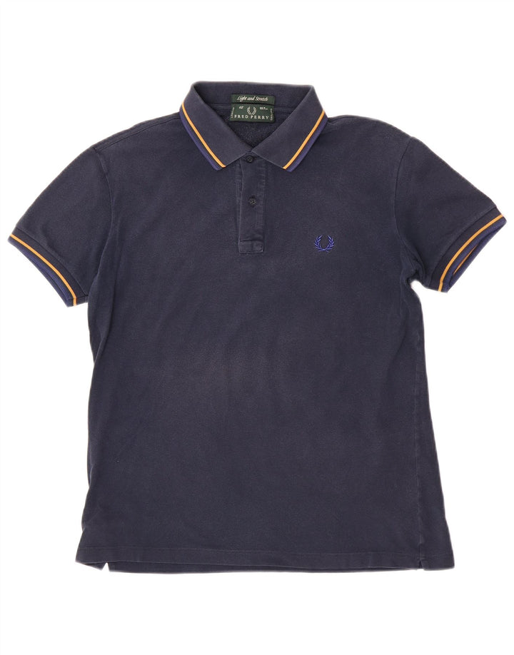 Polo Fred Perry da uomo leggera ed elasticizzata in cotone blu navy medio