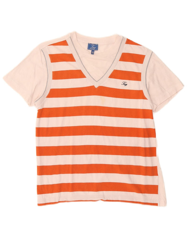 Fay T-shirt Top Bambino 13-14 Anni Cotone Rigato Arancione