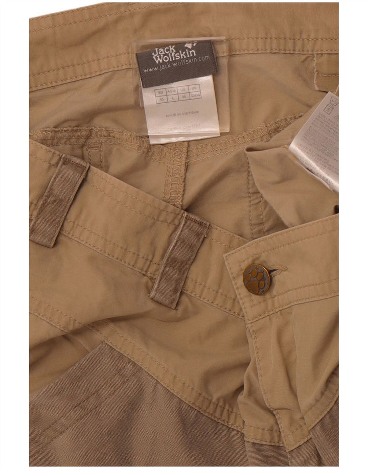 JACK WOLFSKIN Bermuda da uomo W34 Large Marrone Colorblock Cotone