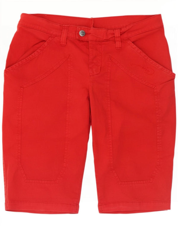Jeckerson Pantaloncini di jeans a vita alta da donna medi W30 Rosso Cotone