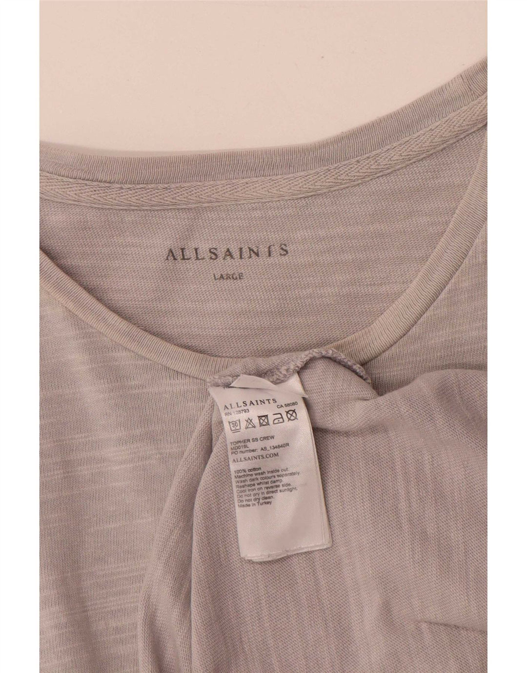 T-shirt da uomo All Saints Top grande in cotone chiazzato grigio