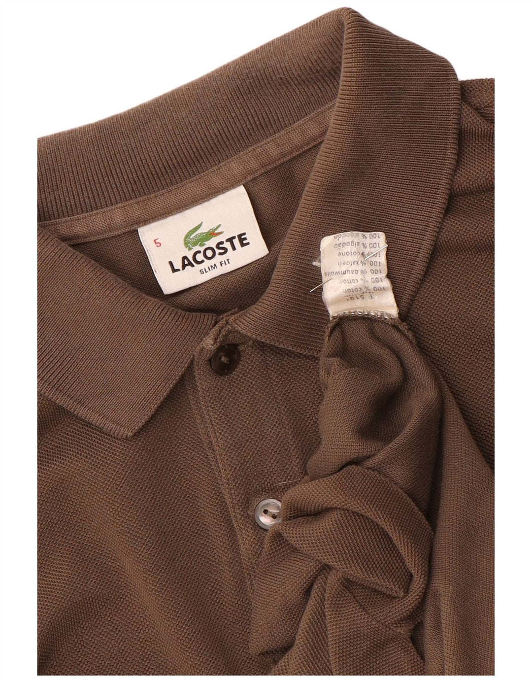 Polo da uomo slim fit Lacoste taglia 5 grande in cotone marrone