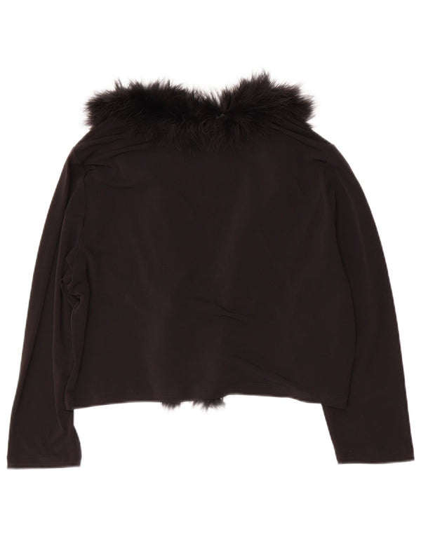 CALVIN KLEIN Bolero da donna con maniche a 3/4 UK 14 Large Nero Poliestere