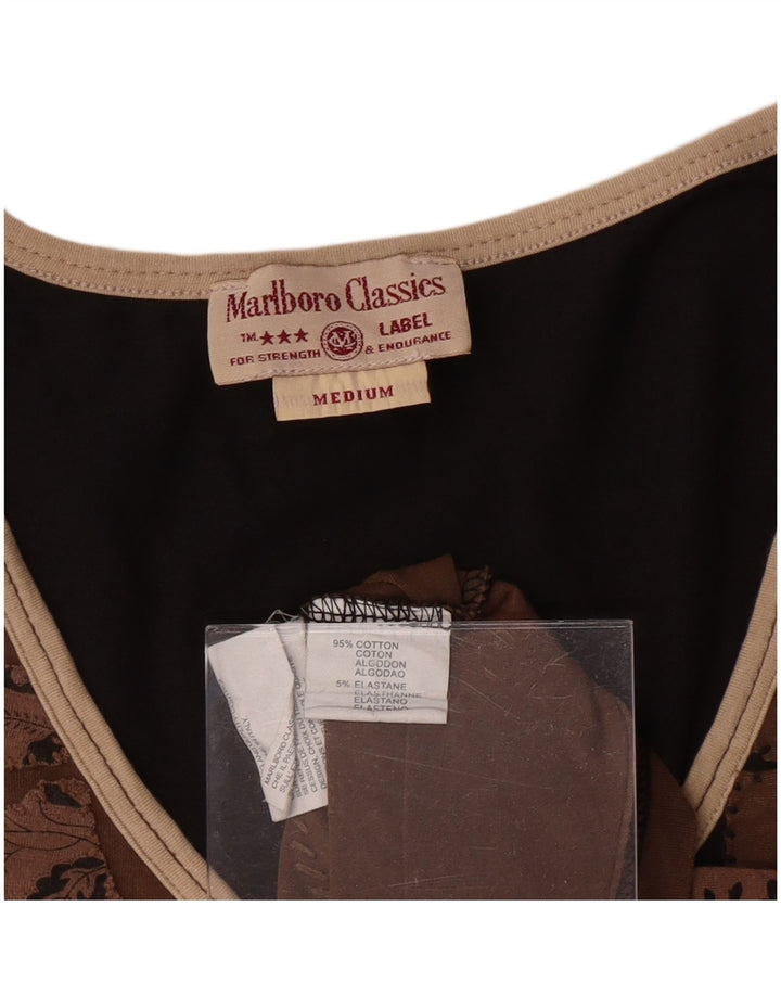 MARLBORO CLASSICS T-shirt da donna Top UK 12 Cotone Paisley marrone medio