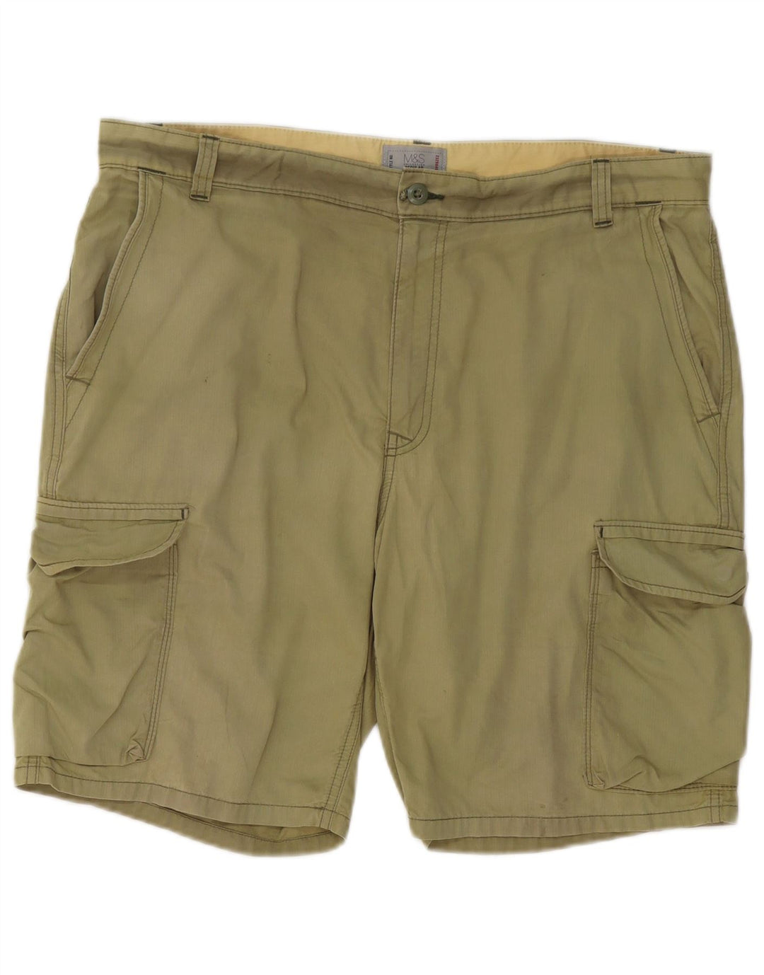 Pantaloncini cargo regolari da uomo Marks & Spencer W38 XL cotone kaki