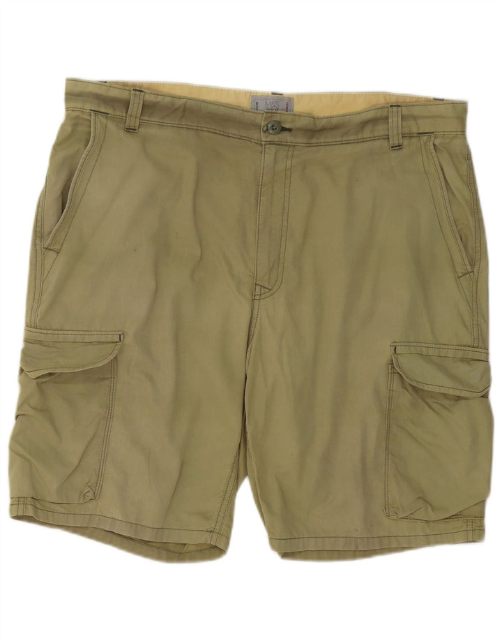 Pantaloncini cargo regolari da uomo Marks & Spencer W38 XL cotone kaki