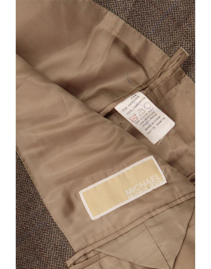 MICHAEL KORS Giacca blazer da uomo a 3 bottoni UK 42 XL Lana d'agnello marrone
