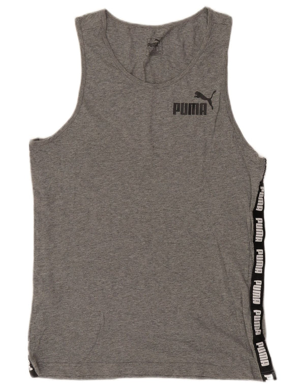 Canotta grafica da uomo Puma Small in cotone color block grigio