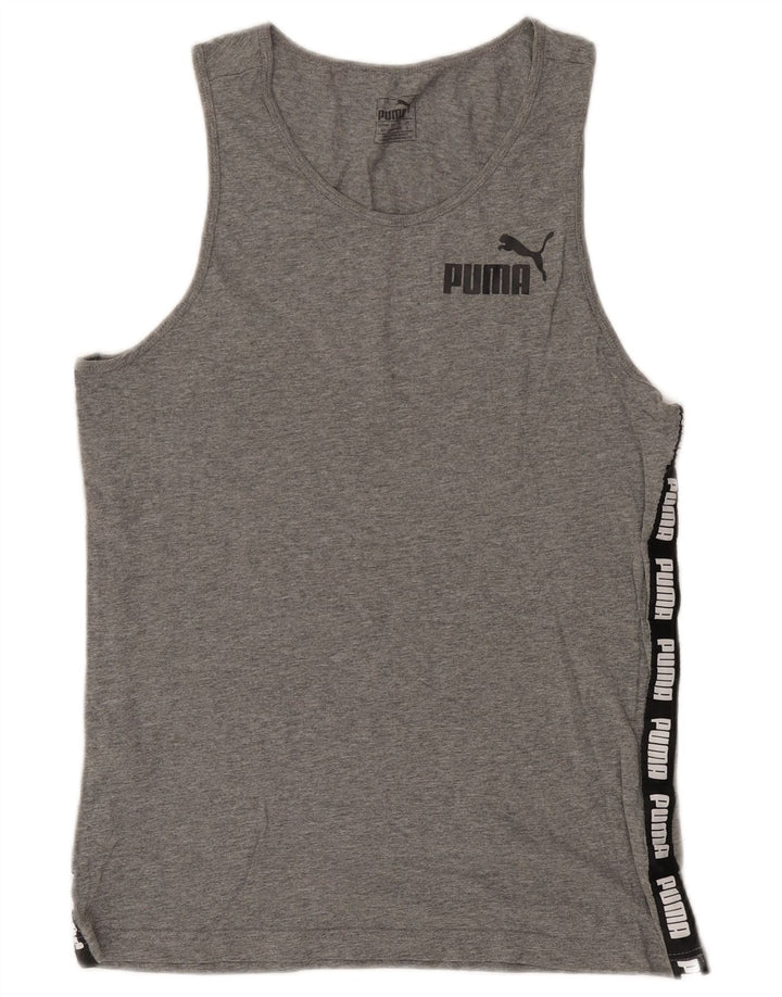Canotta grafica da uomo Puma Small in cotone color block grigio