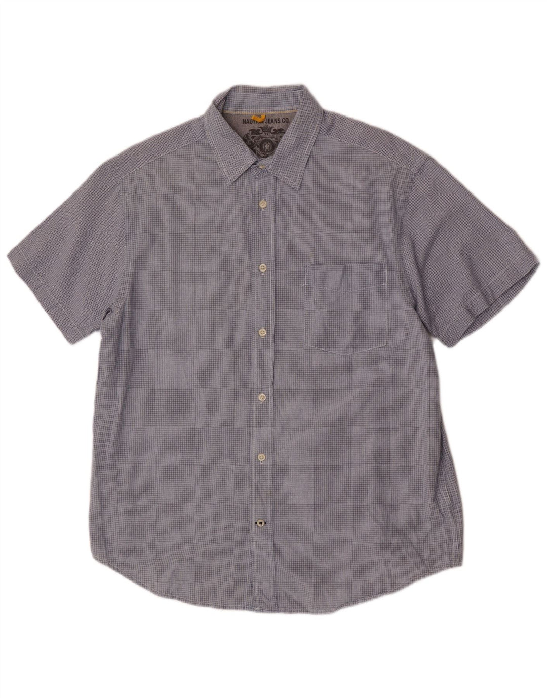 Camicia da uomo Nautica vestibilità regolare a maniche corte, cotone a quadri blu grande