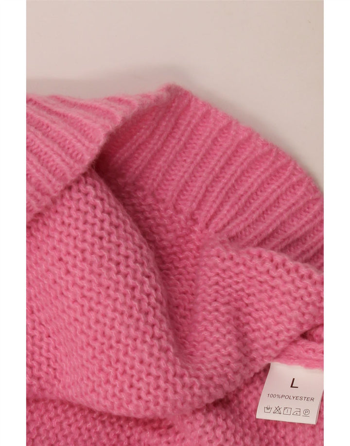 Maglione maglione oversize con scollo a barca da donna VINTAGE UK 16 grande rosa