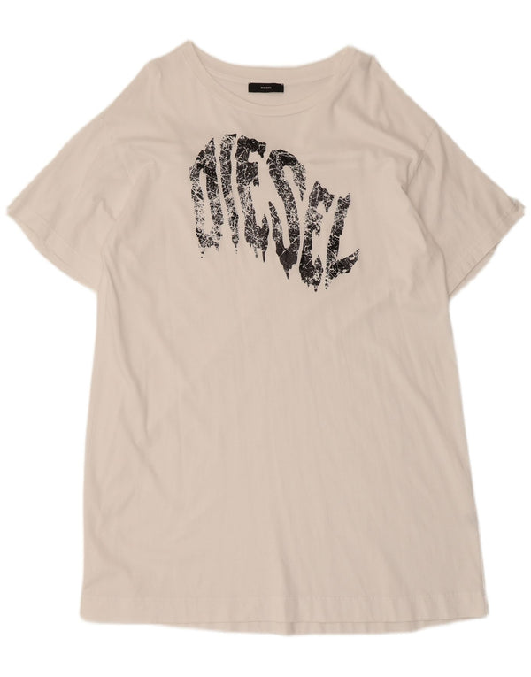 Abito t-shirt con grafica da donna Diesel UK 14 bianco medio