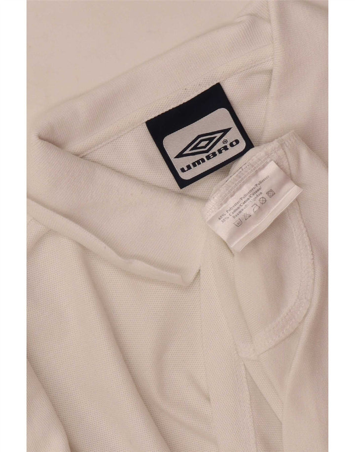 Polo Umbro da uomo grande sportiva in poliestere bianco