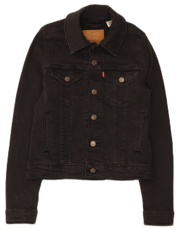 Giacca di jeans corta da donna Levi's UK 2 2XS cotone nero