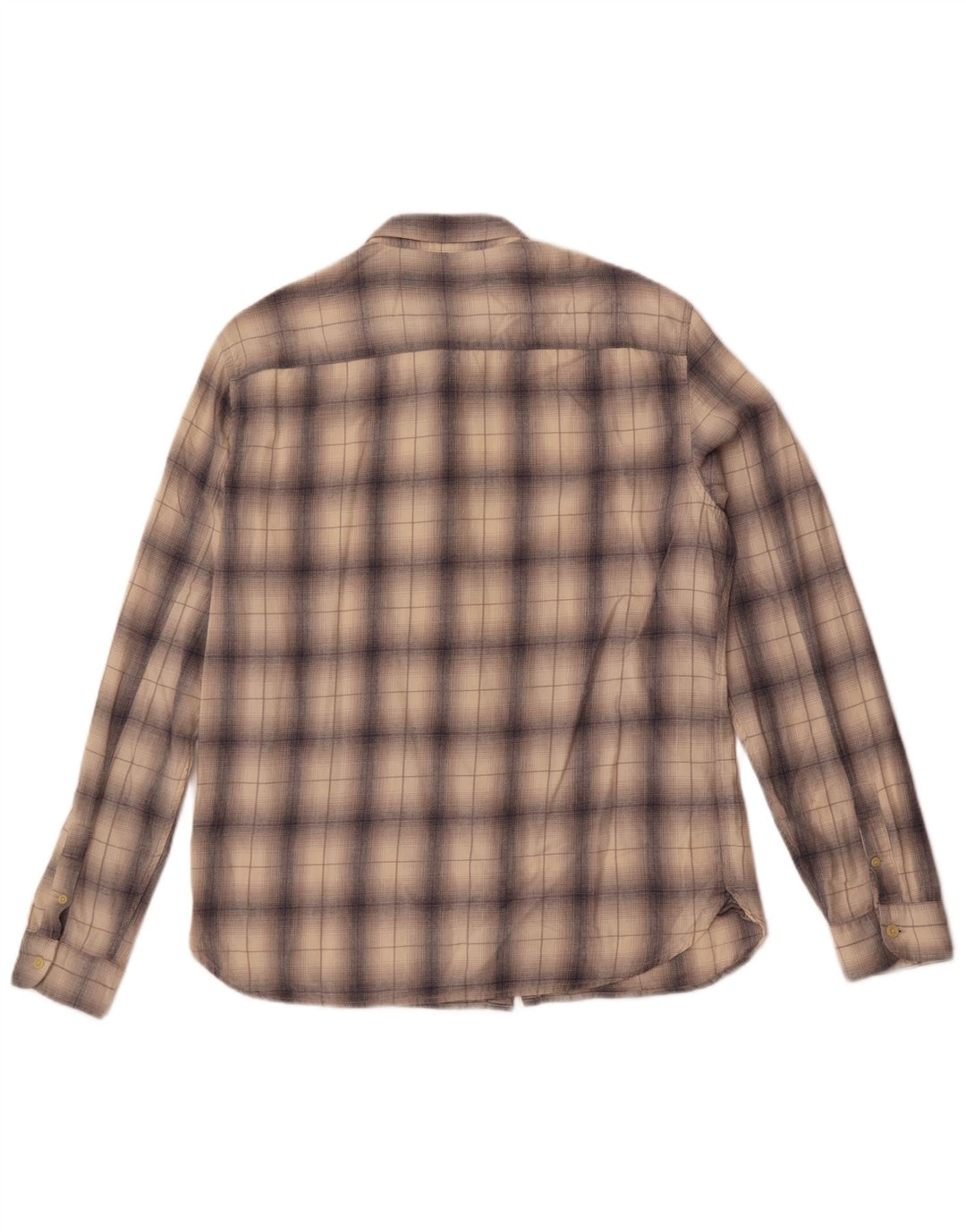 Camicia in flanella da uomo All Saints, cotone a quadri beige grande