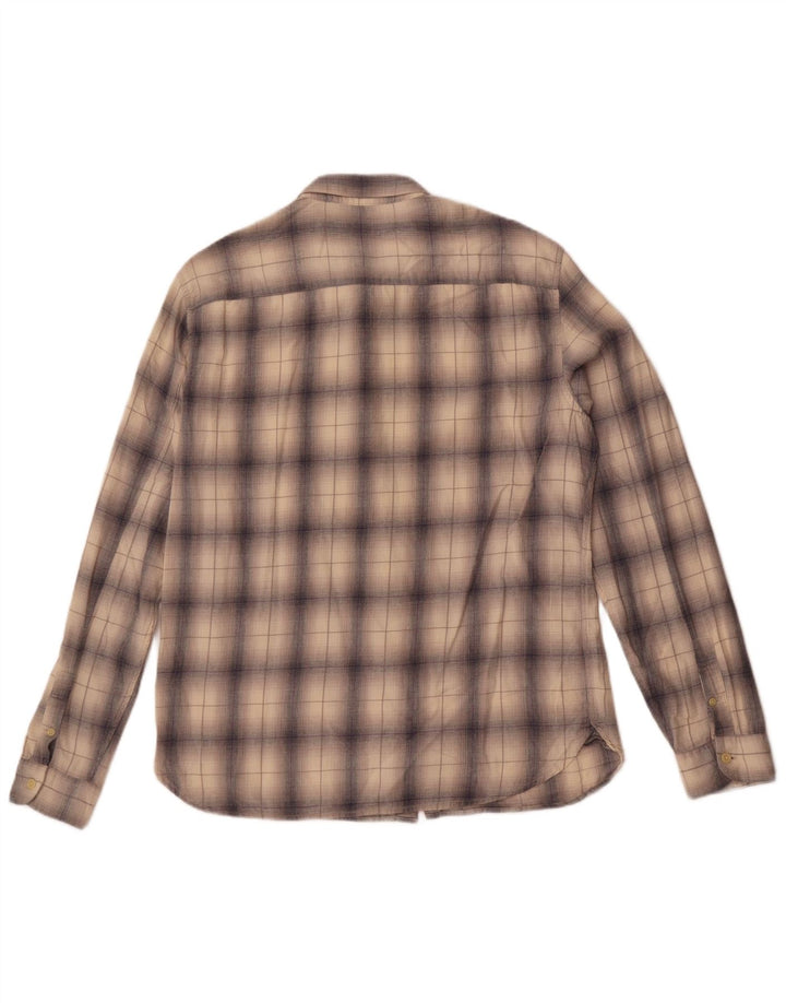 Camicia in flanella da uomo All Saints, cotone a quadri beige grande