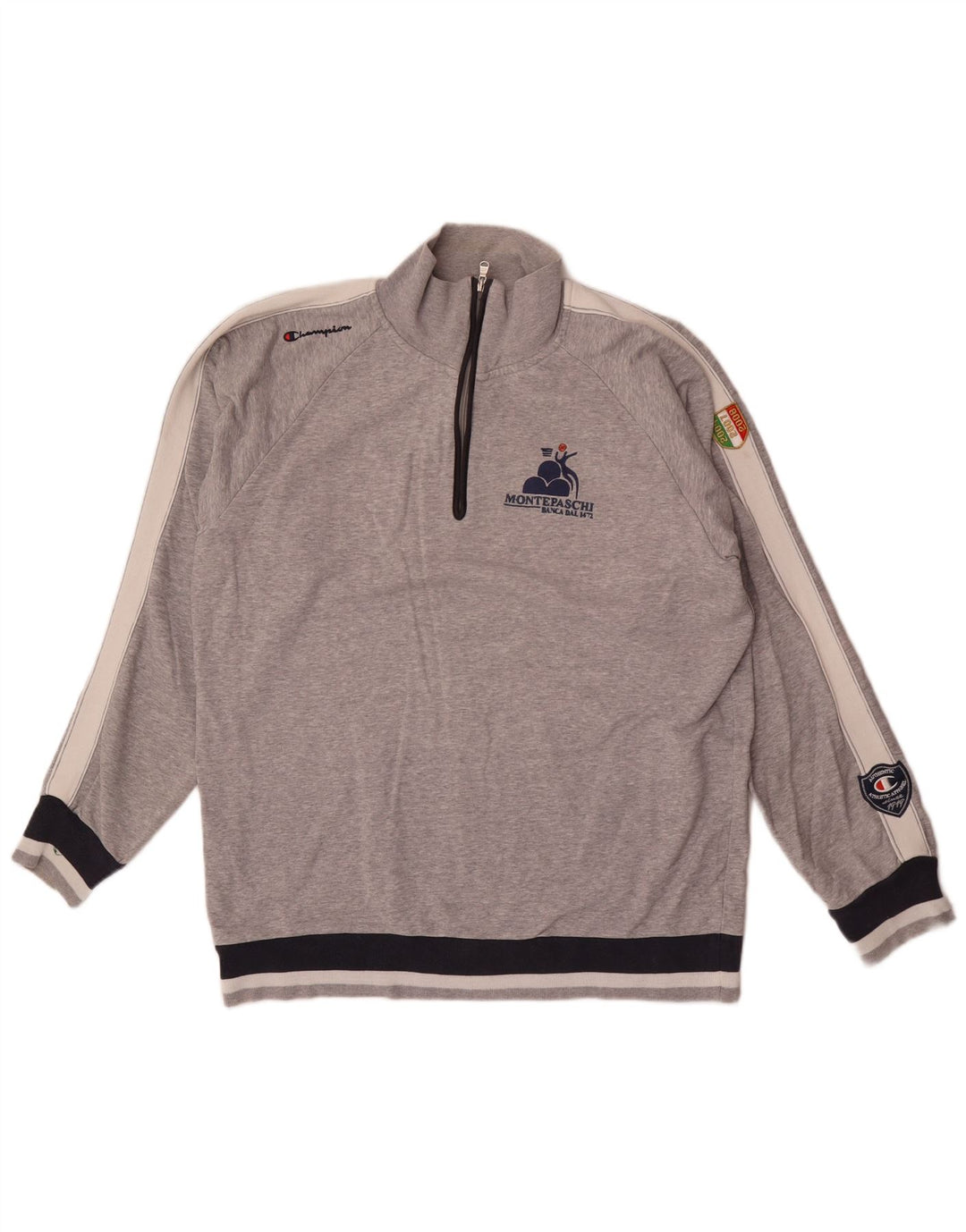 Felpa Champion da uomo con grafica con zip e collo, maglione 2XL, colore grigio block