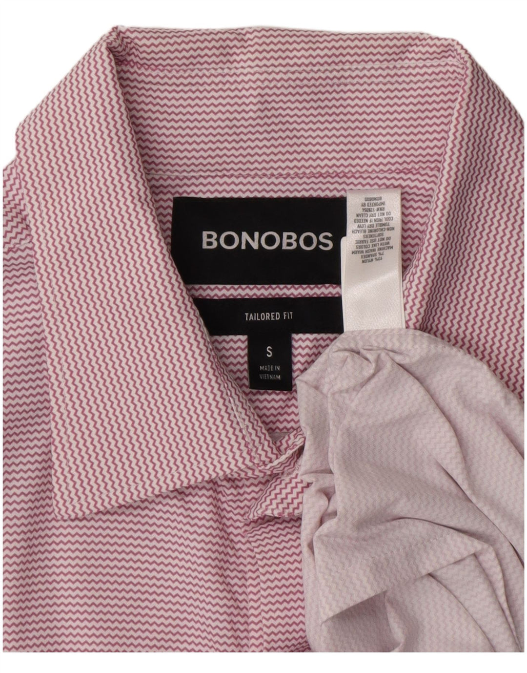 BONOBOS Camicia da uomo a maniche corte su misura piccola in nylon Chevron rosa
